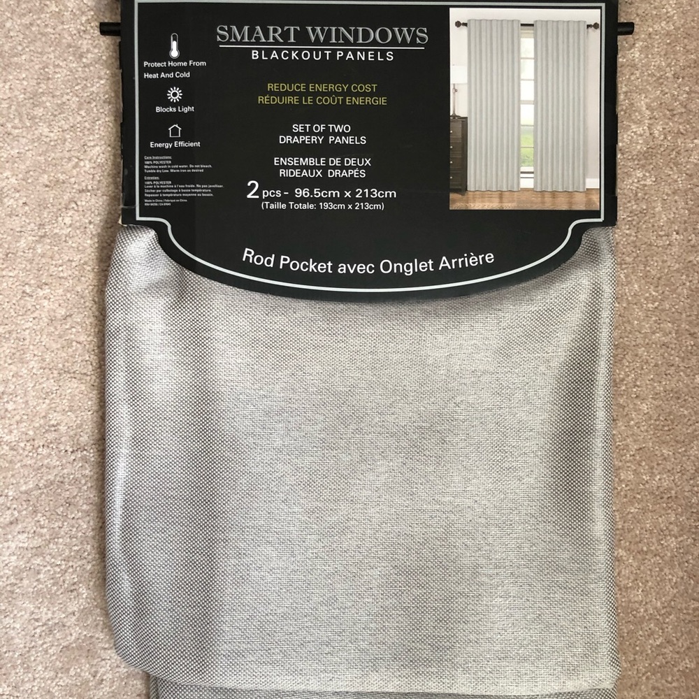 Gray Blackout Curtain Panels-38”x84”